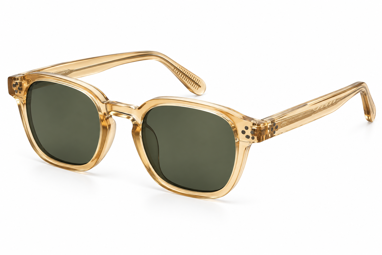 JET Champagne Amber & Olive Brown Panto Sunglasses