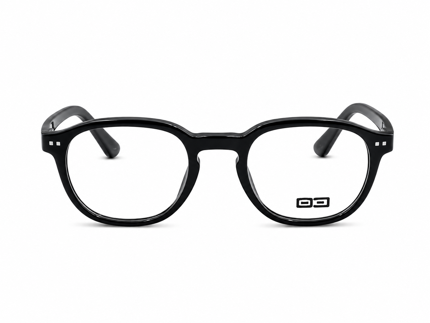 O3 Glossy Black Round Geometric Acetate Frame