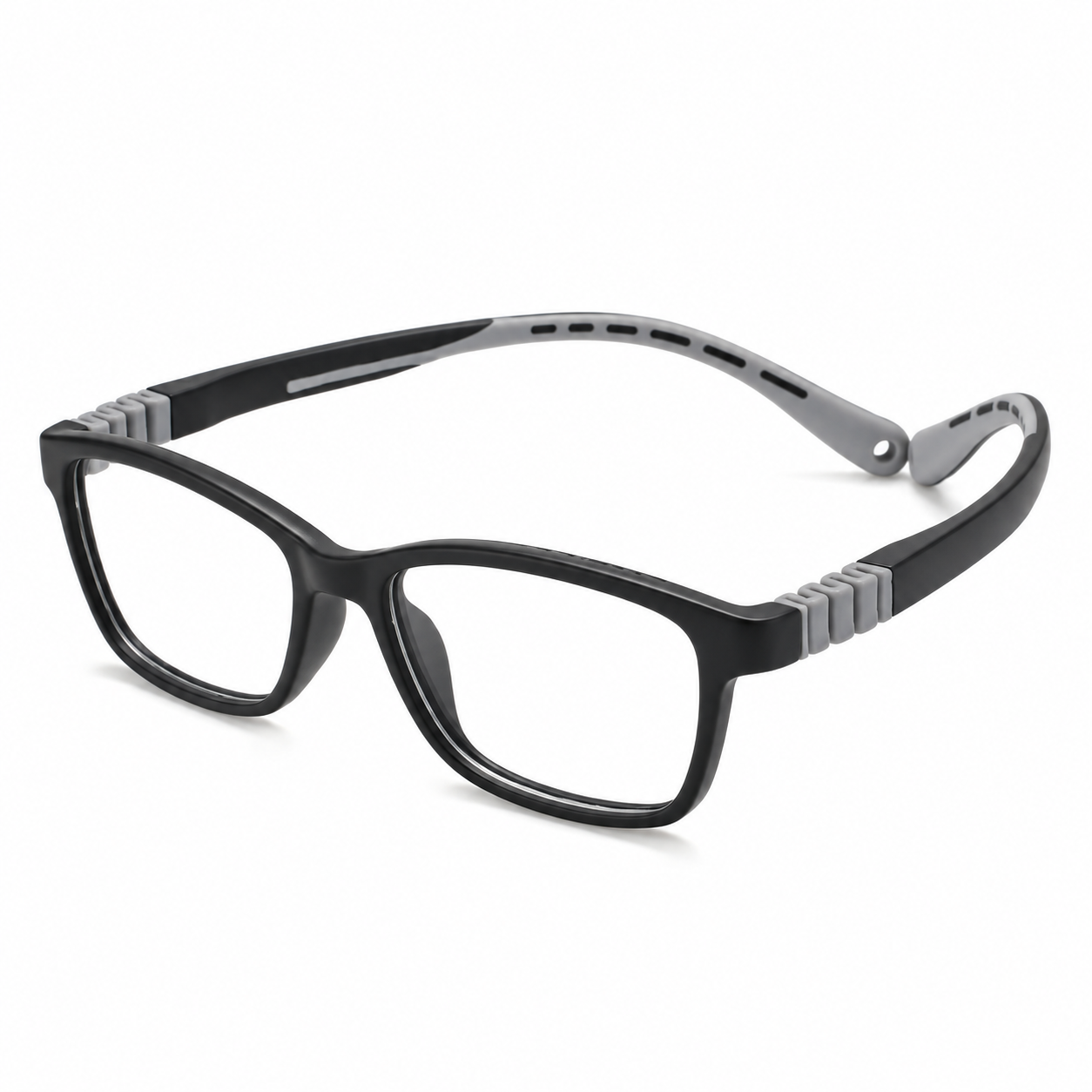 FANDO Kids Black Grey Rectangular Frame