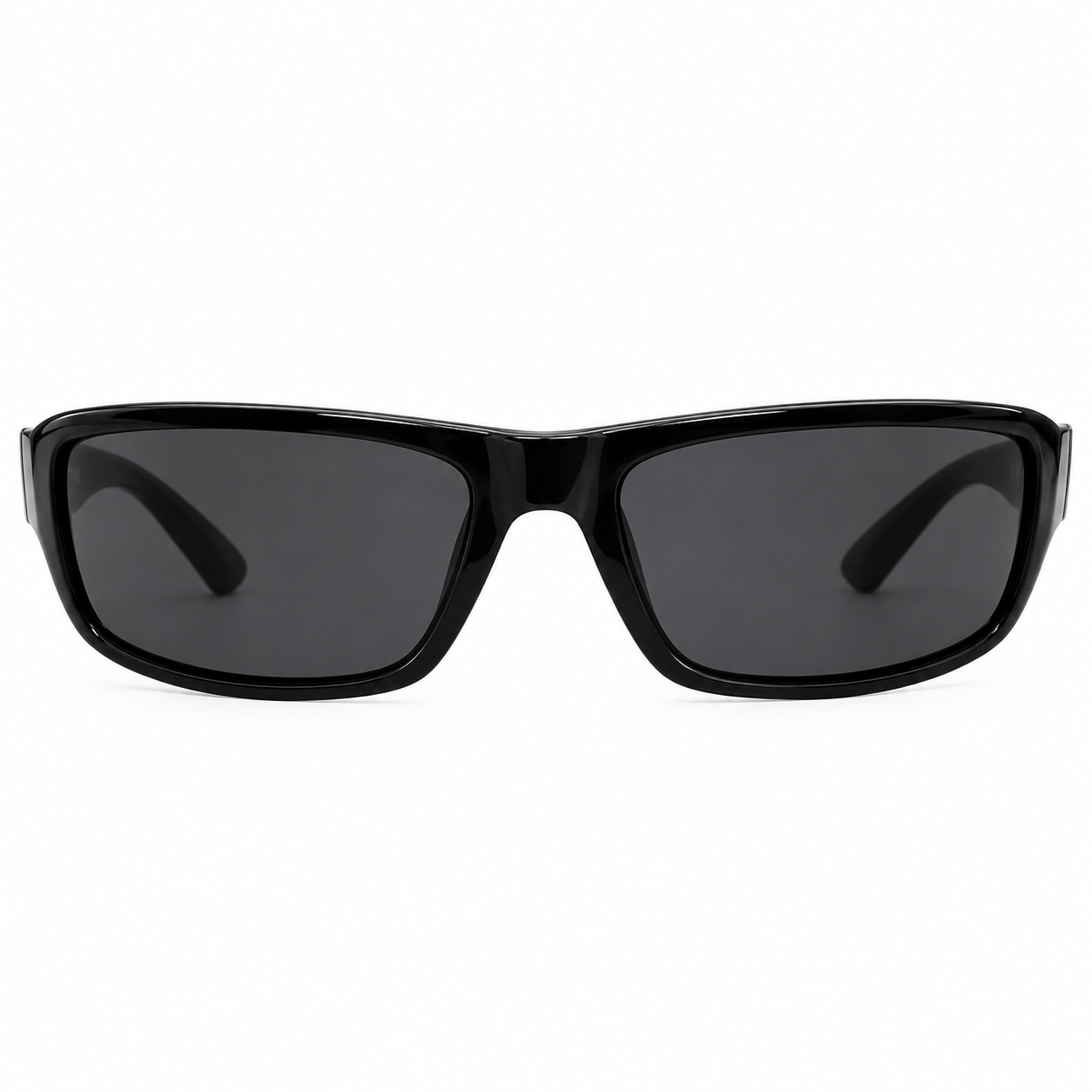 JET Glossy Black Rectangular Sport Sunglasses
