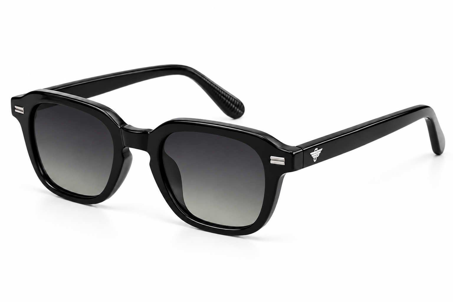 JET Glossy Black & Olive Gradient Square Sunglasses
