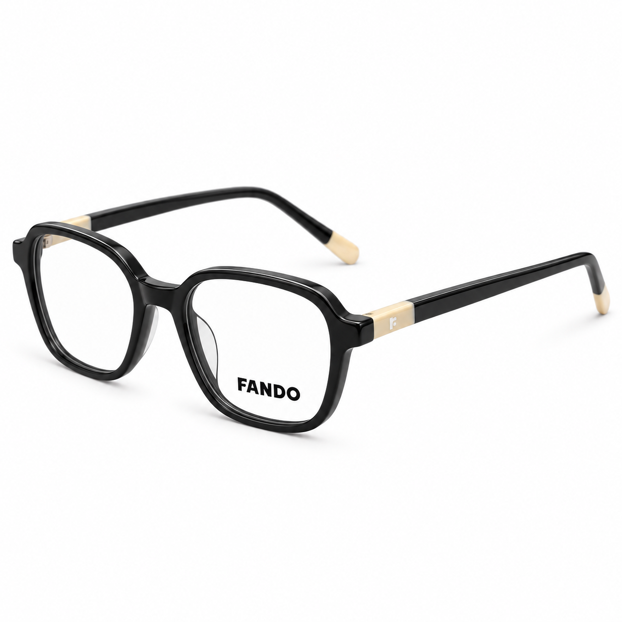 FANDO Glossy Black & Cream Round Panto Frame