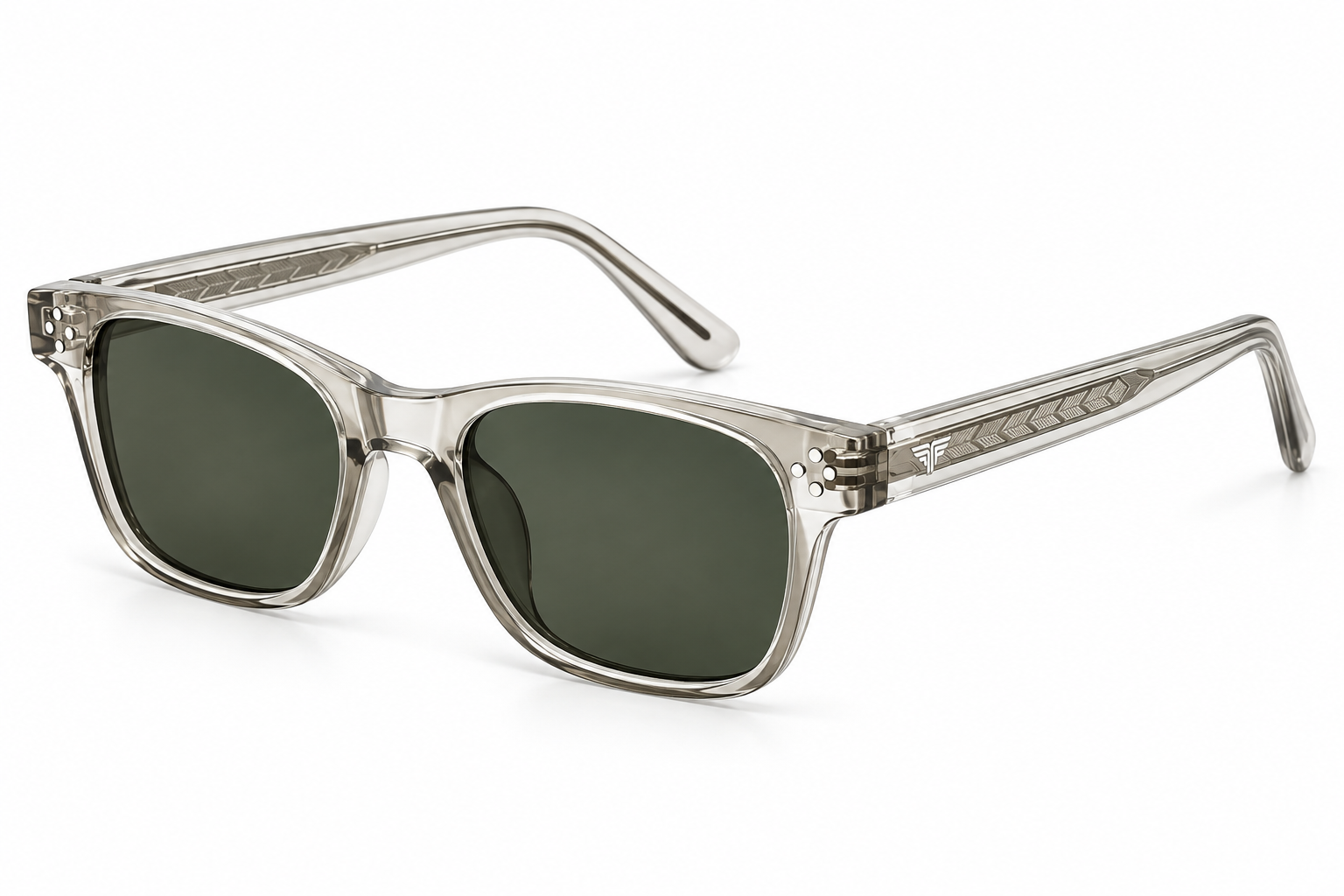 JET Crystal Clear Champagne & Green Wayfarer Sunglasses