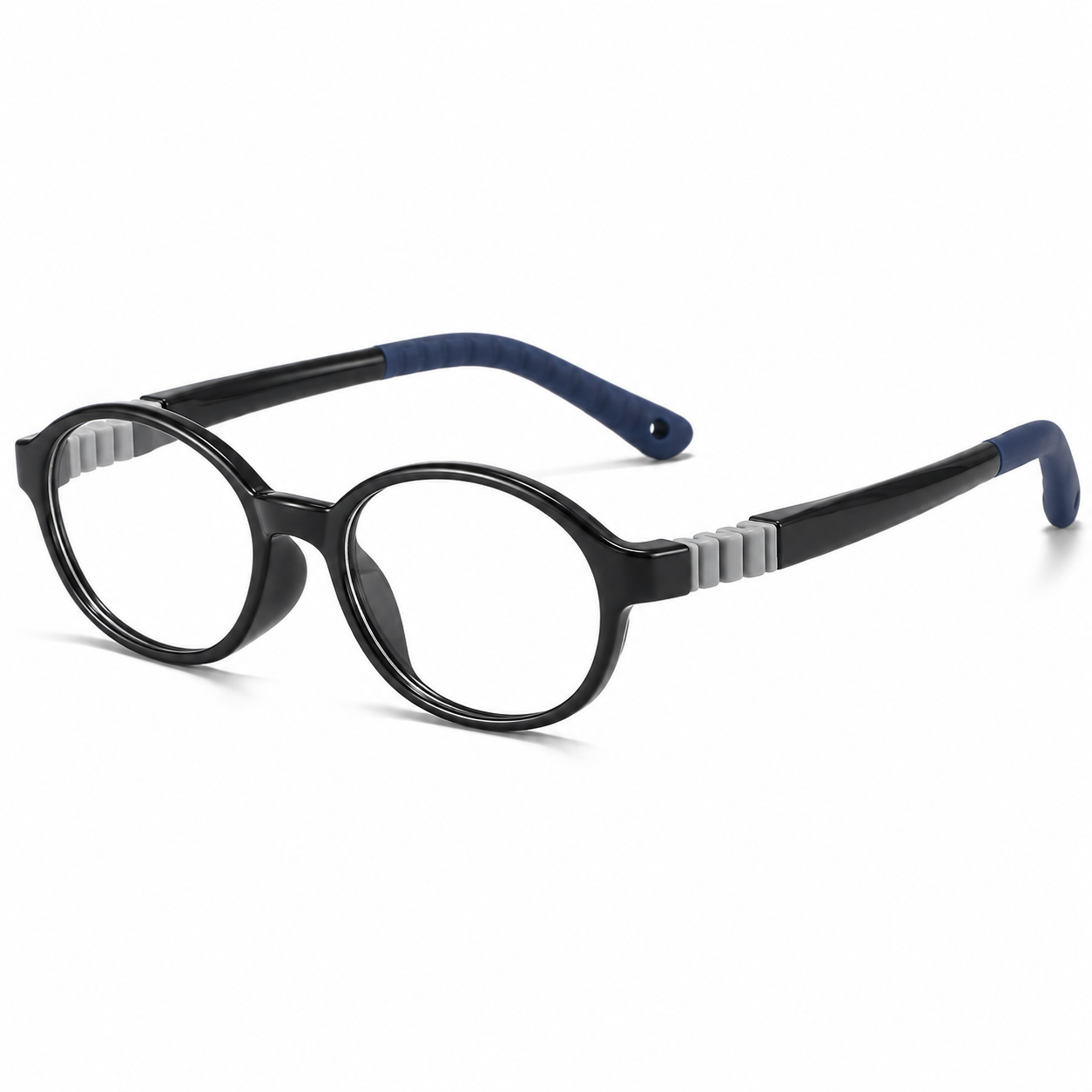 FANDO Kids Glossy Black, Grey & Navy Oval Frame