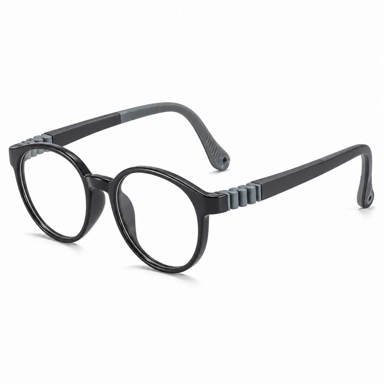 FANDO Kids Black Grey Round Frame