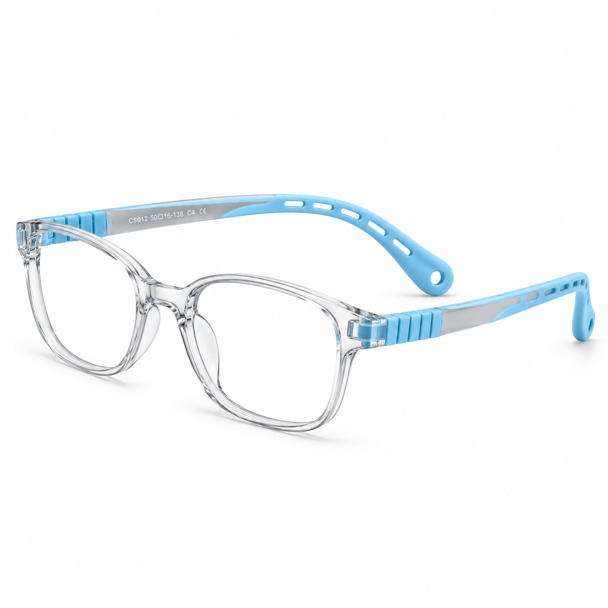 FANDO Kids Crystal Clear & Sky Blue Rectangular Frame