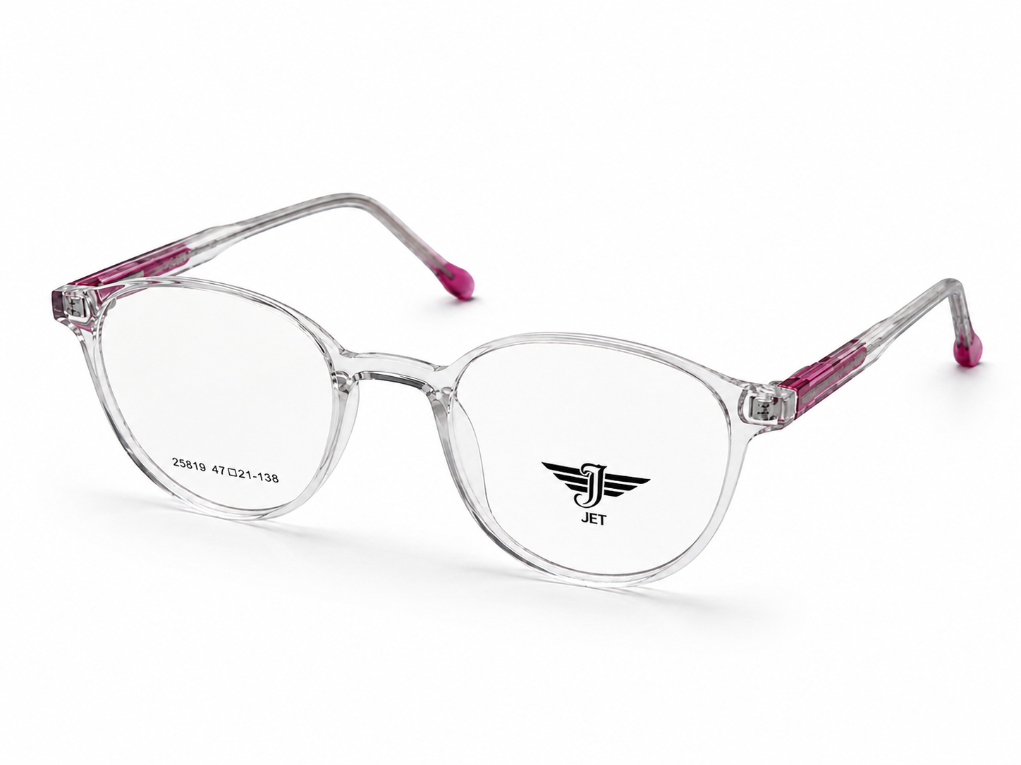 JET Crystal Clear & Pink Round Acetate Frame