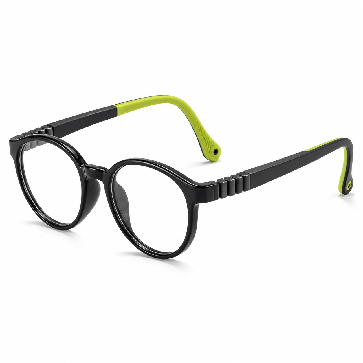 FANDO Kids Black Lime Green Round Frame