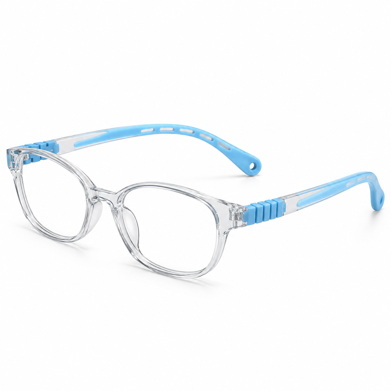 FANDO Kids Crystal Clear & Sky Blue Oval Frame