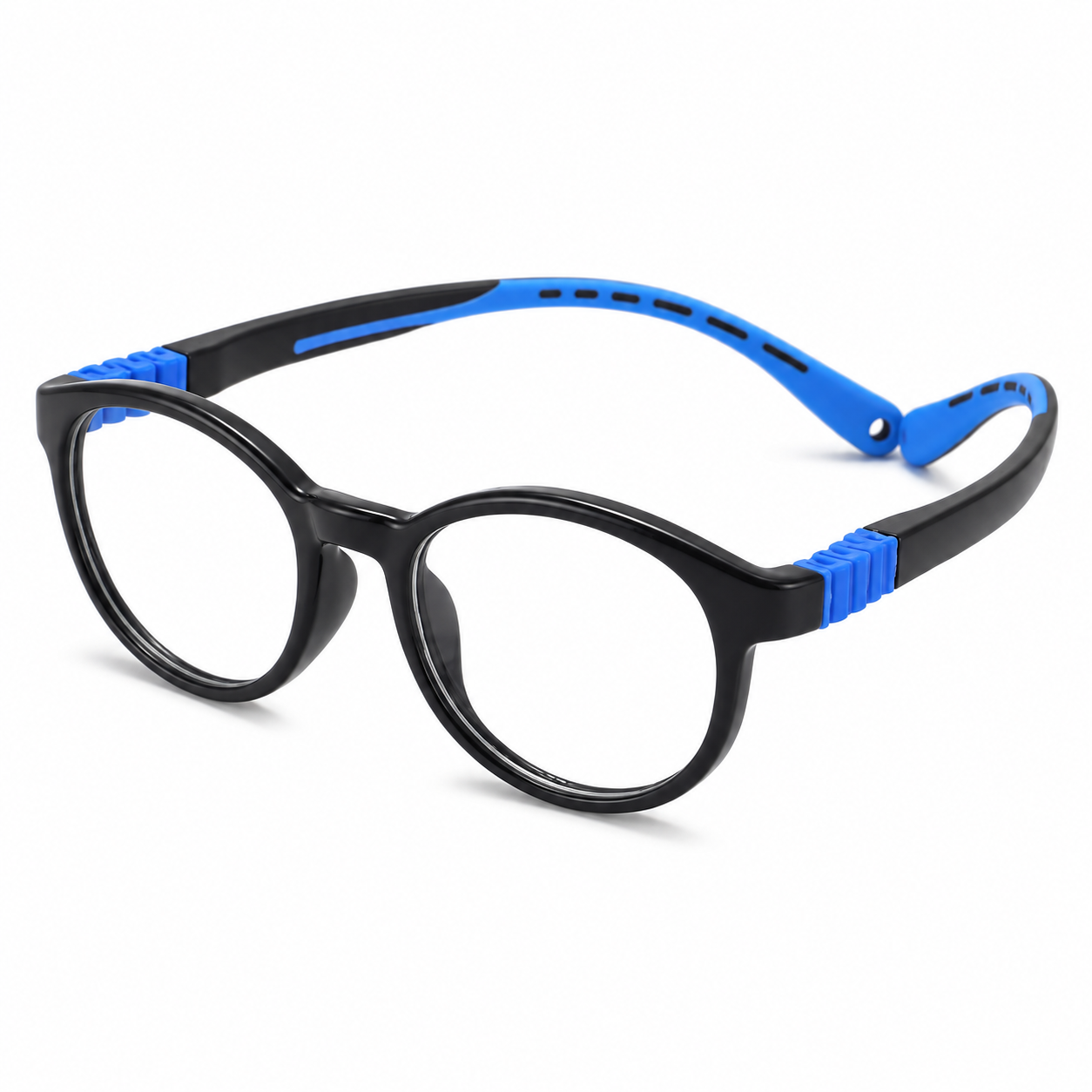 FANDO Kids Black Blue Round Frame