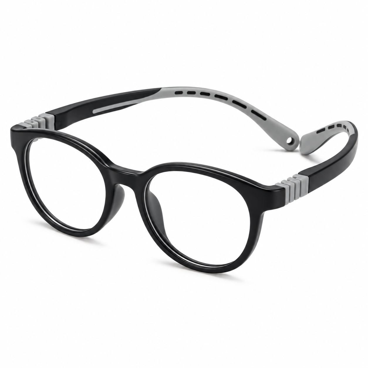 FANDO Kids Black Grey Round Frame