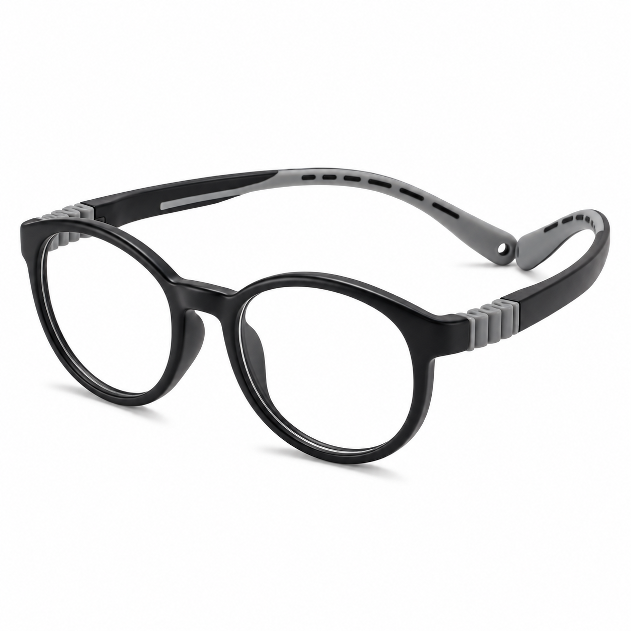 FANDO Kids Matte Black Round Frame
