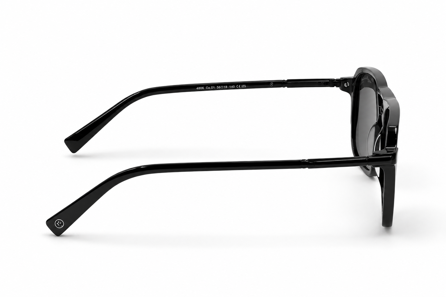Albert Italy Glossy Black Double-Bridge Square Sunglasses - Image 3