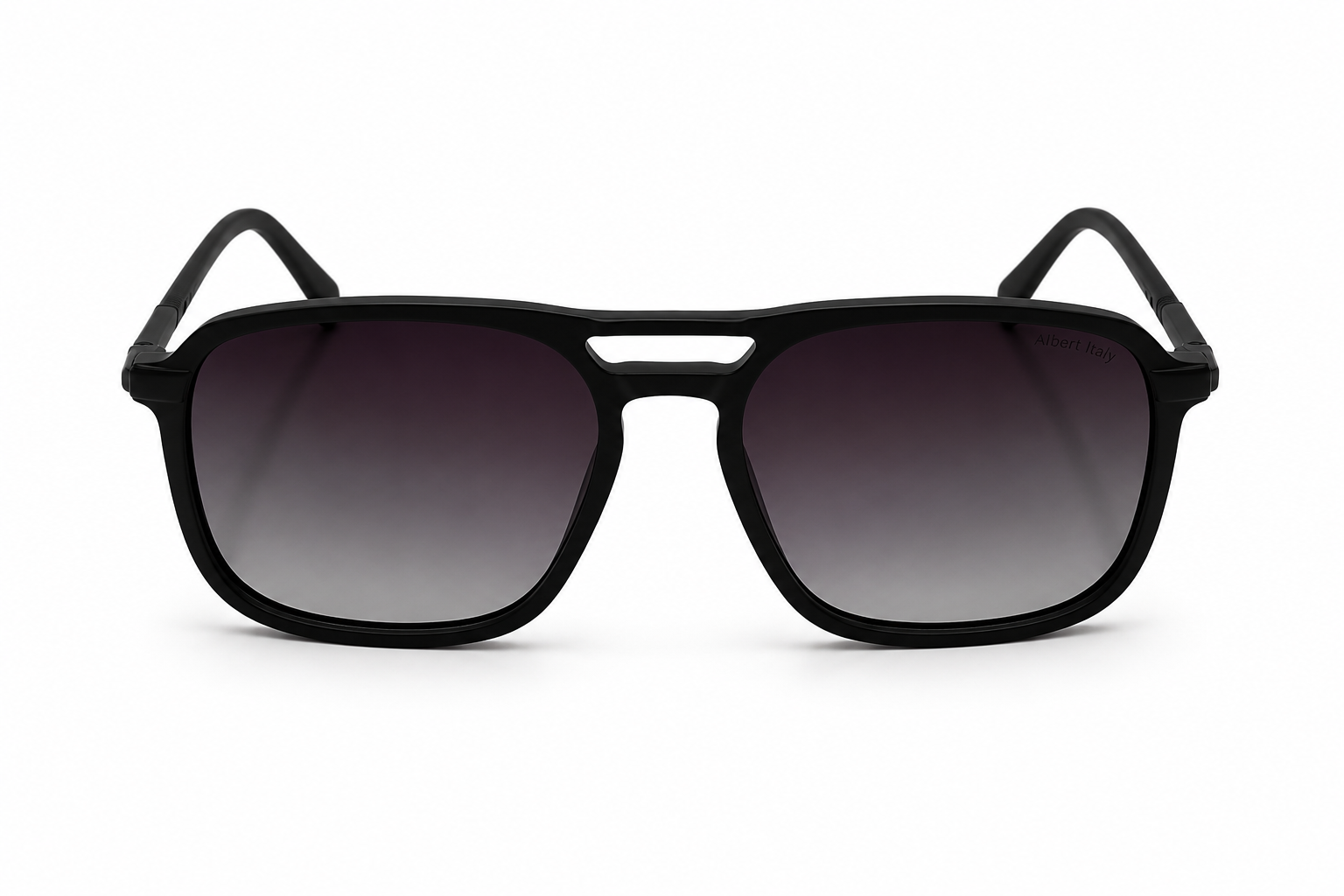 Albert Italy Matte Black Square Navigator Sunglasses