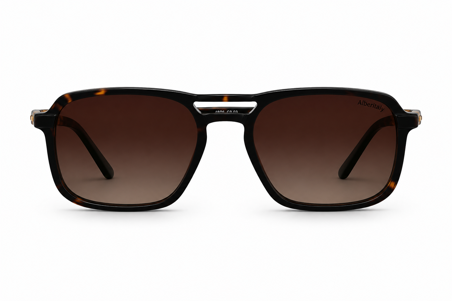 Albert Italy Dark Tortoise & Gold Square Navigator Sunglasses