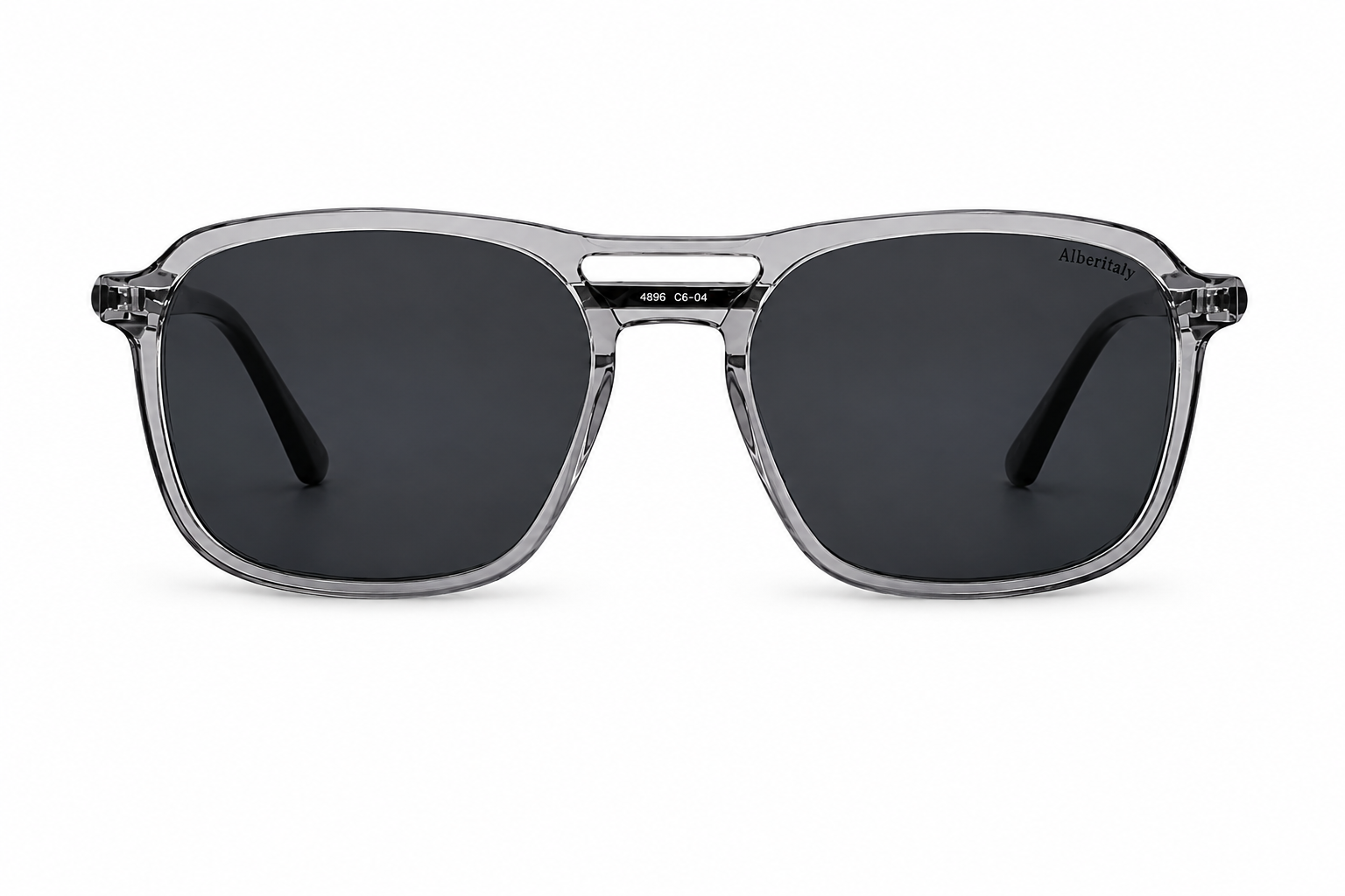 Albert Italy Transparent Smoke Grey Square Navigator Sunglasses