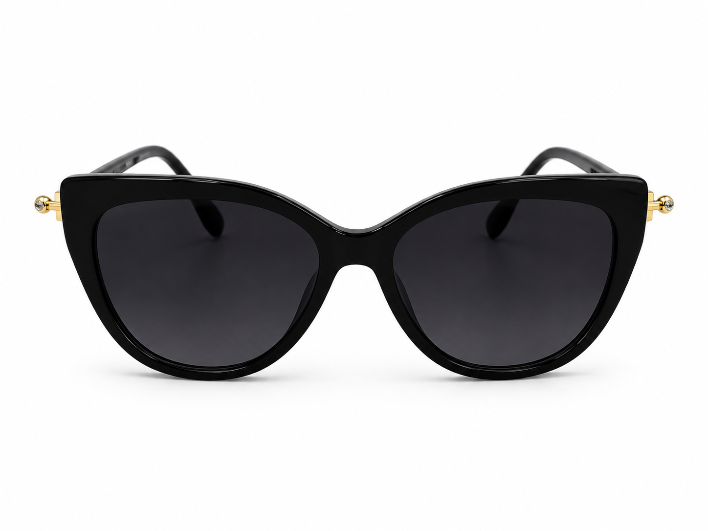Albert Italy Glossy Black & Gold Cat-Eye Sunglasses
