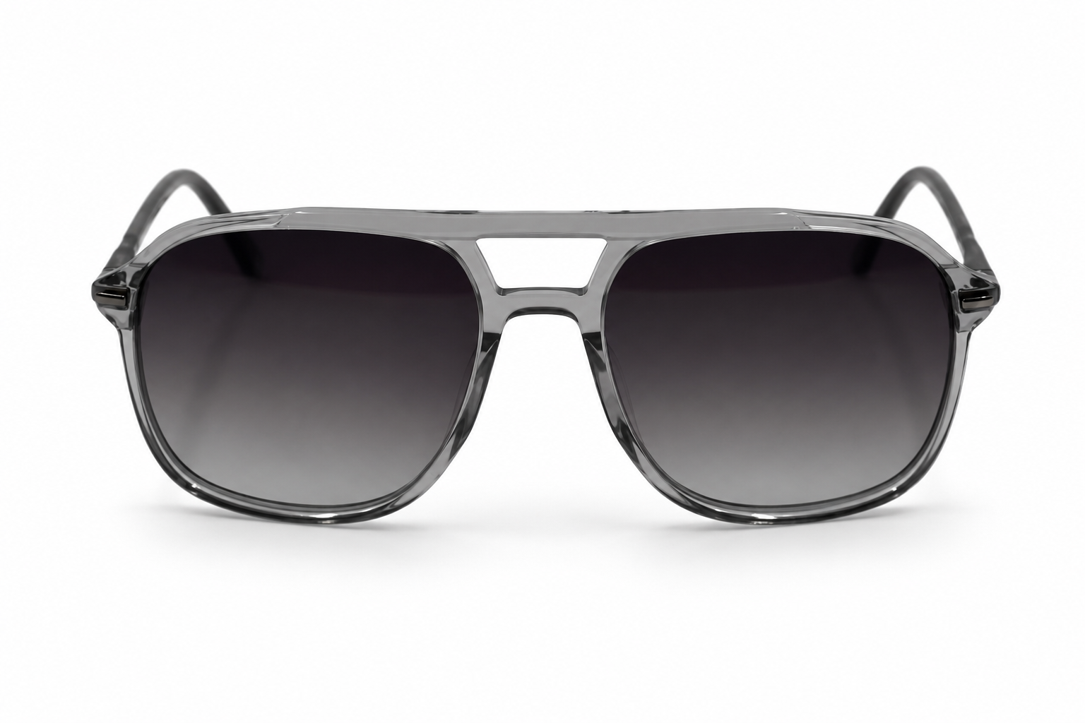 Albert Italy Transparent Smoke Grey Double-Bridge Aviator Sunglasses