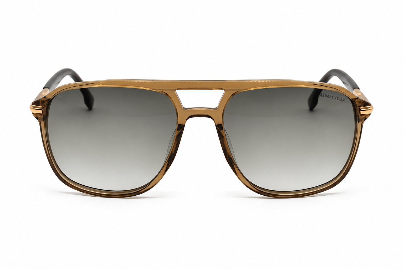 Albert Italy Transparent Olive Brown & Burgundy Aviator Sunglasses