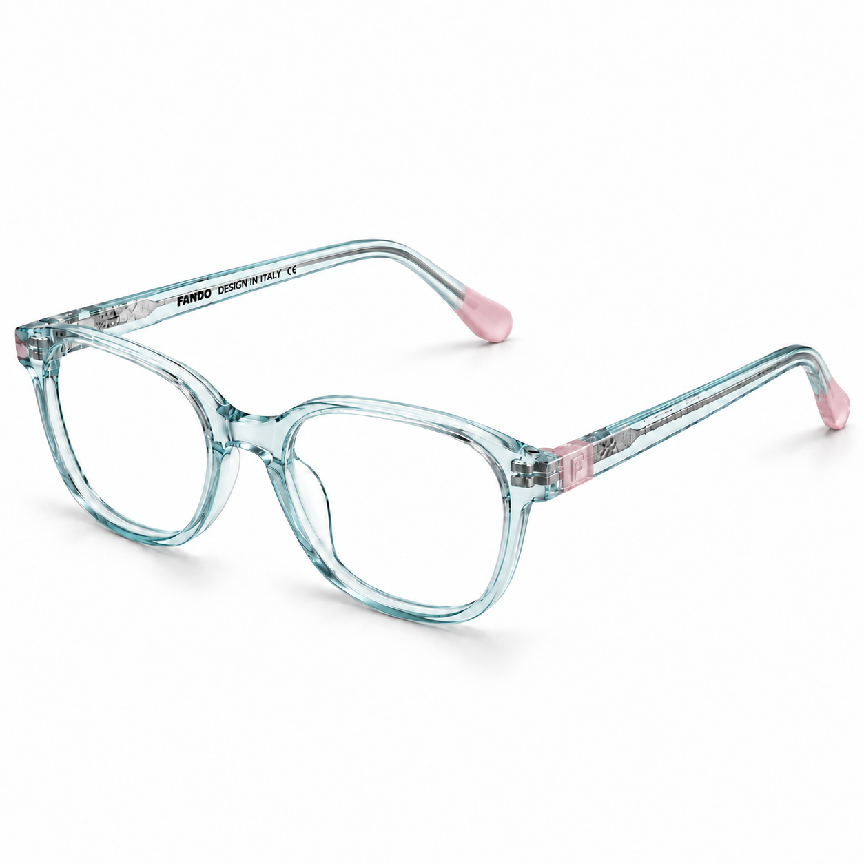 FANDO Crystal Aqua Green Square Cat-Eye Frame