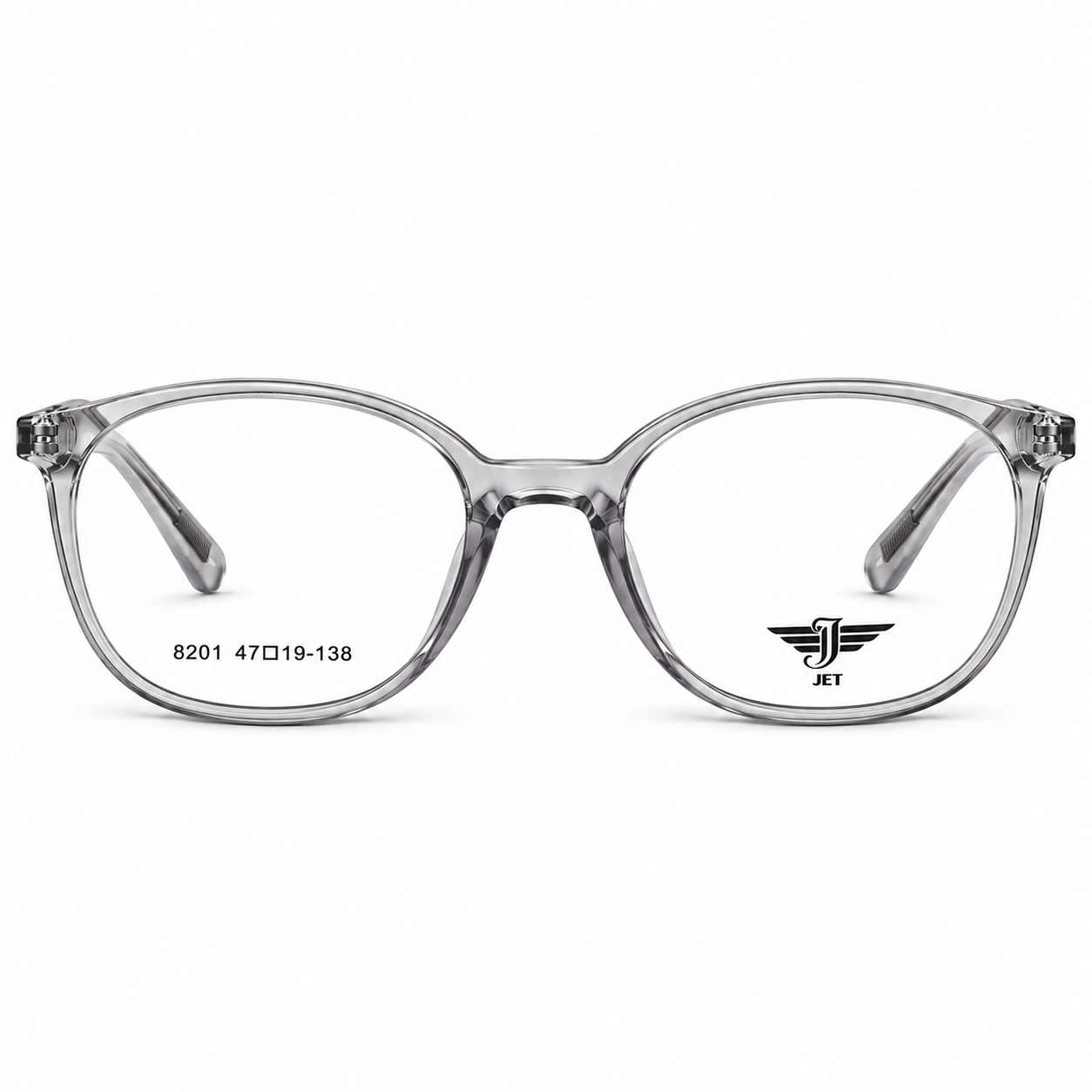 JET Smoky Grey Translucent Round Frame