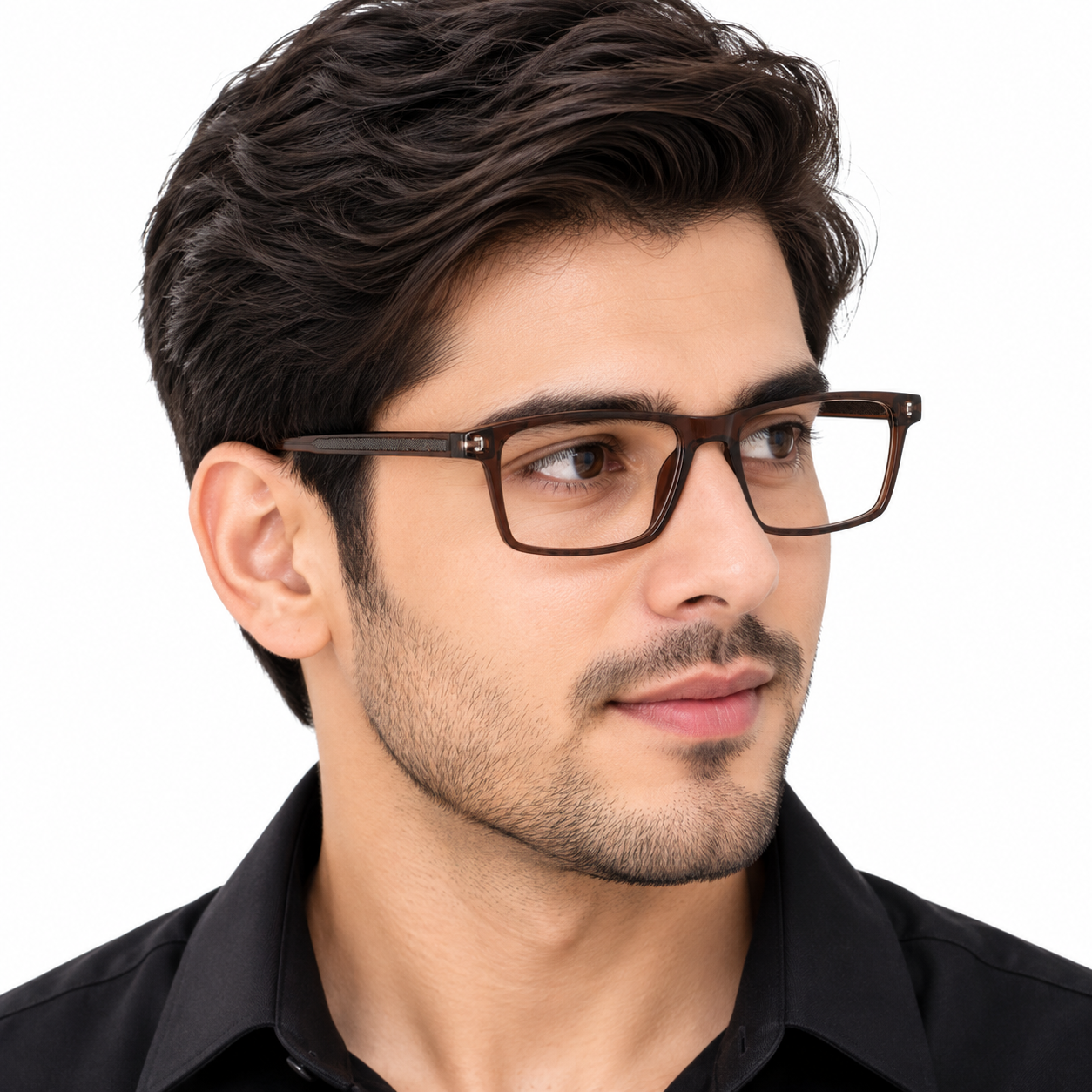 JET Glossy Brown Tortoise Rectangular Acetate Frame - Image 5