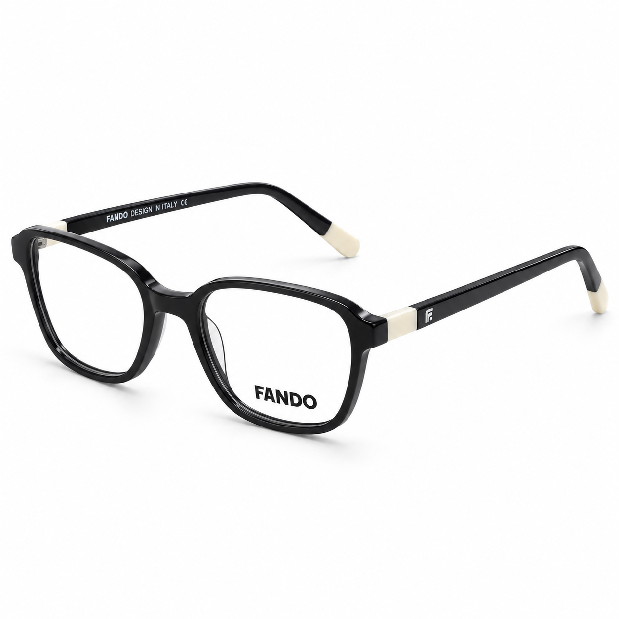 FANDO Glossy Black & Cream Round Panto Frame