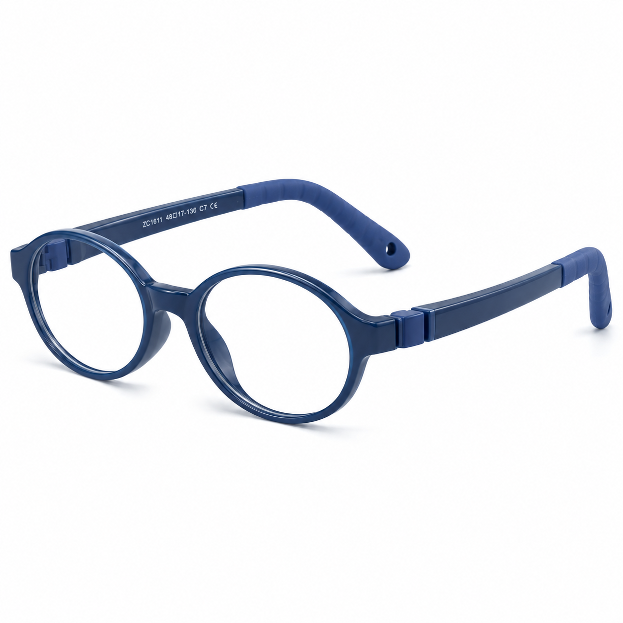 FANDO Kids Navy Blue Oval Flexible Frame