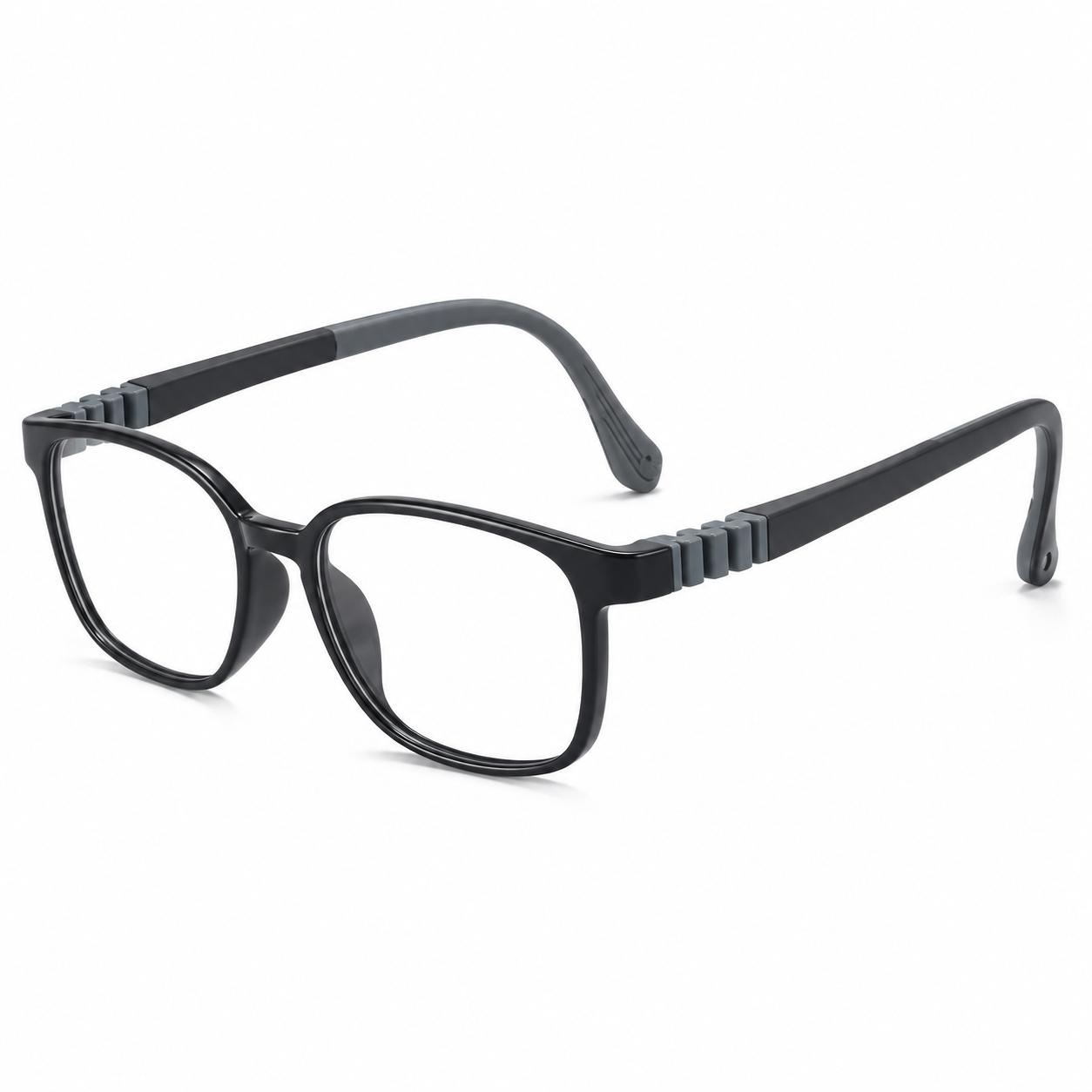 FANDO Kids Glossy Black & Grey Rounded Square Frame