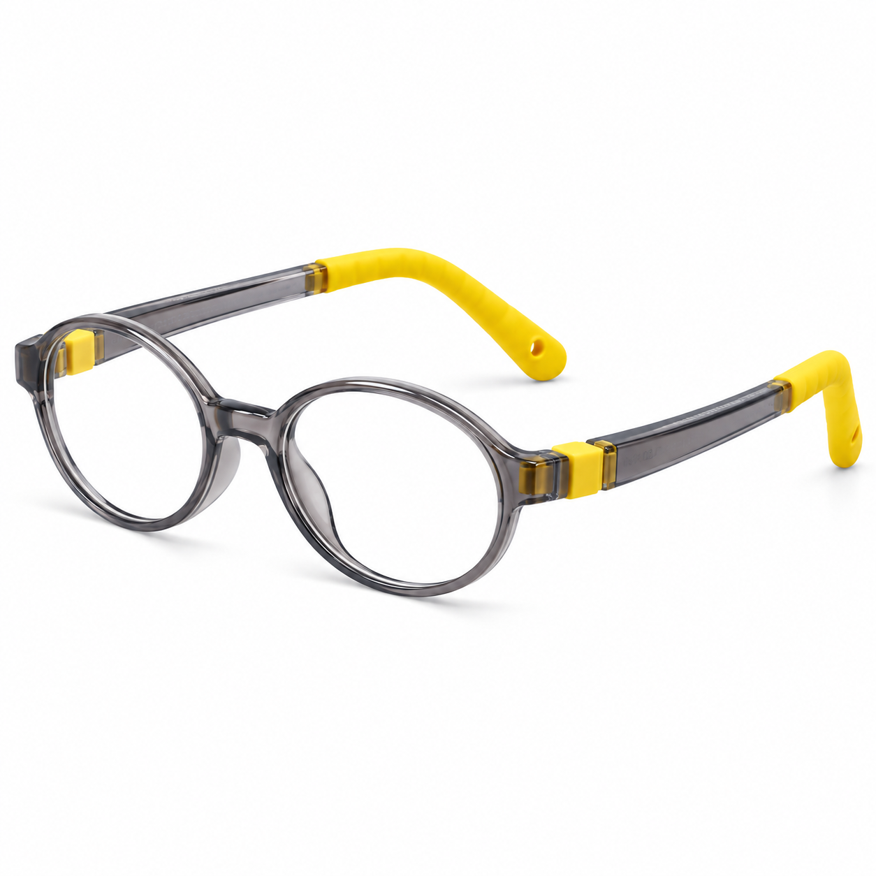FANDO Kids Translucent Smoke Grey & Yellow Oval Frame