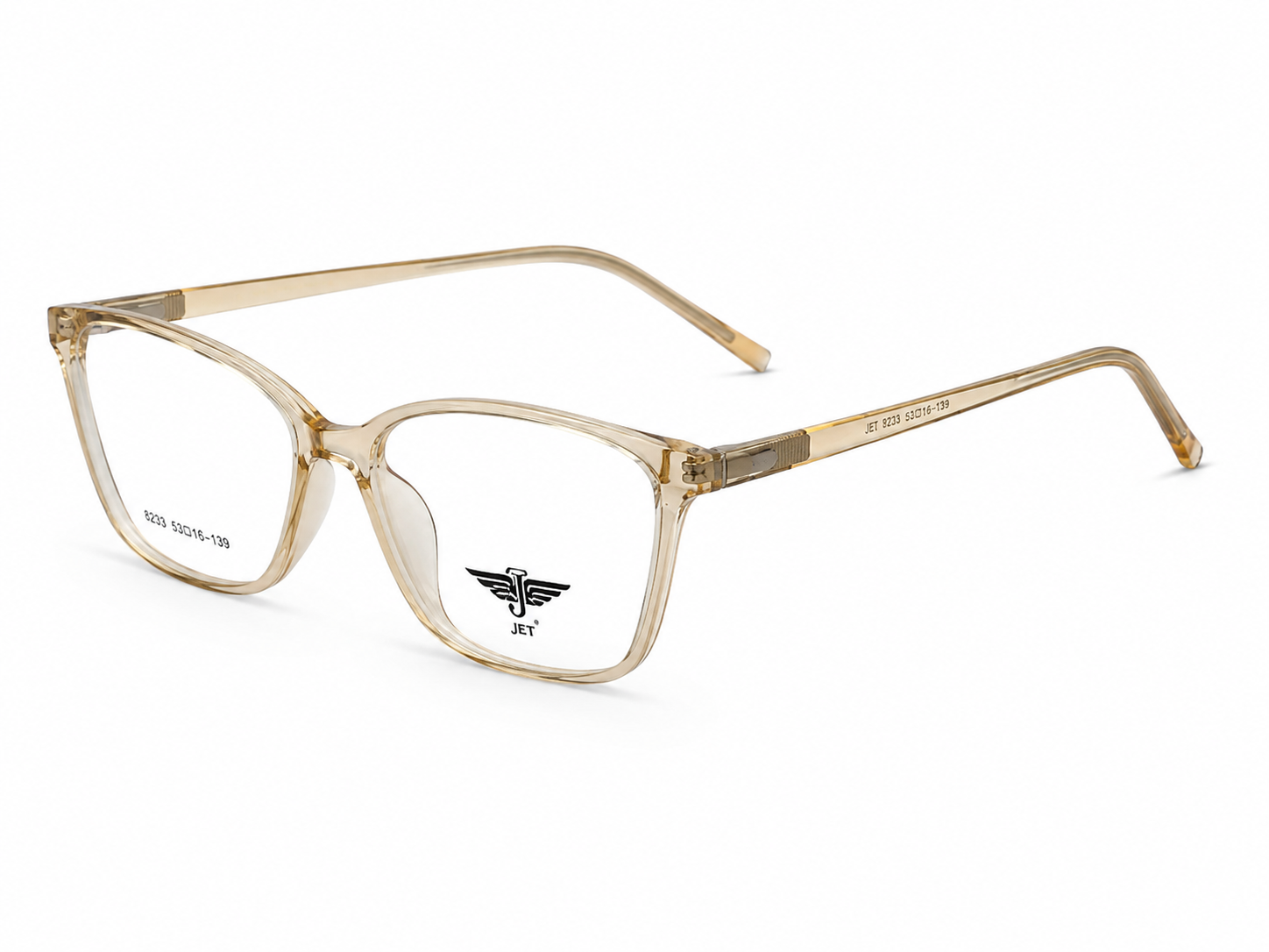 JET Transparent Champagne Rectangular Cat-Eye Frame