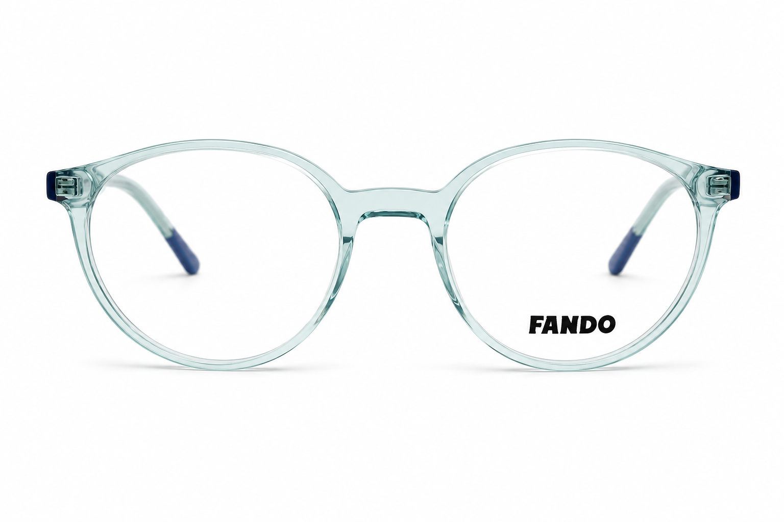 FANDO Transparent Mint Green & Navy Blue Round Frame