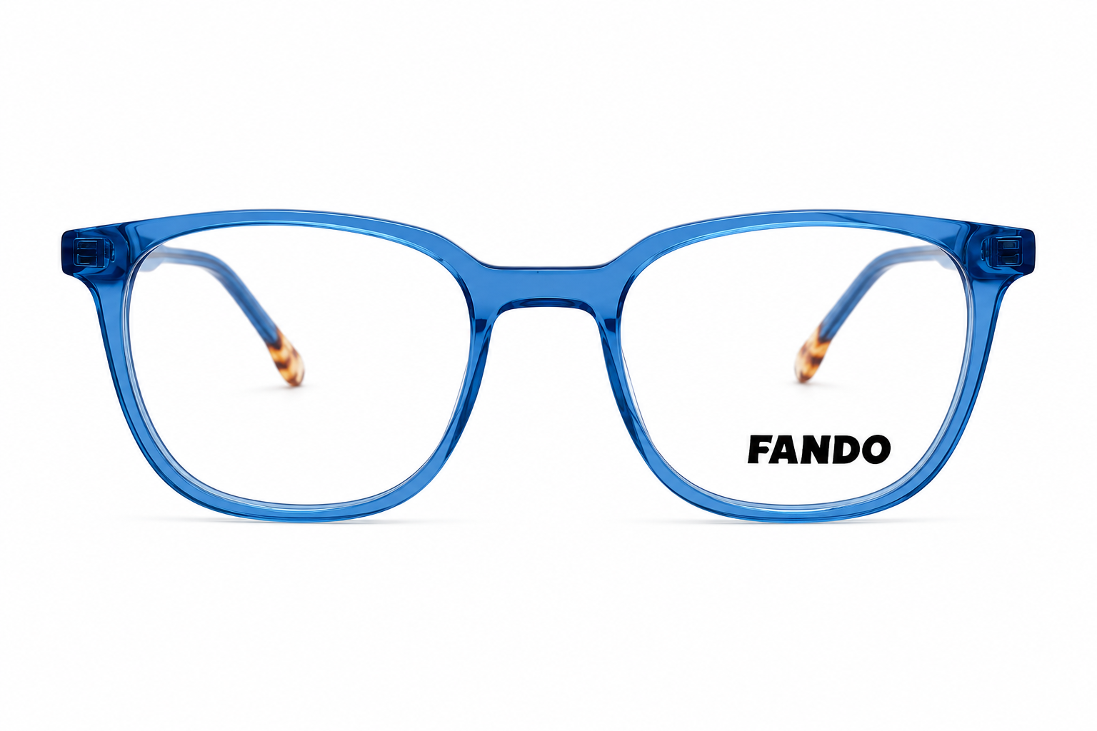 FANDO Crystal Blue & Peach Tortoise Square Frame