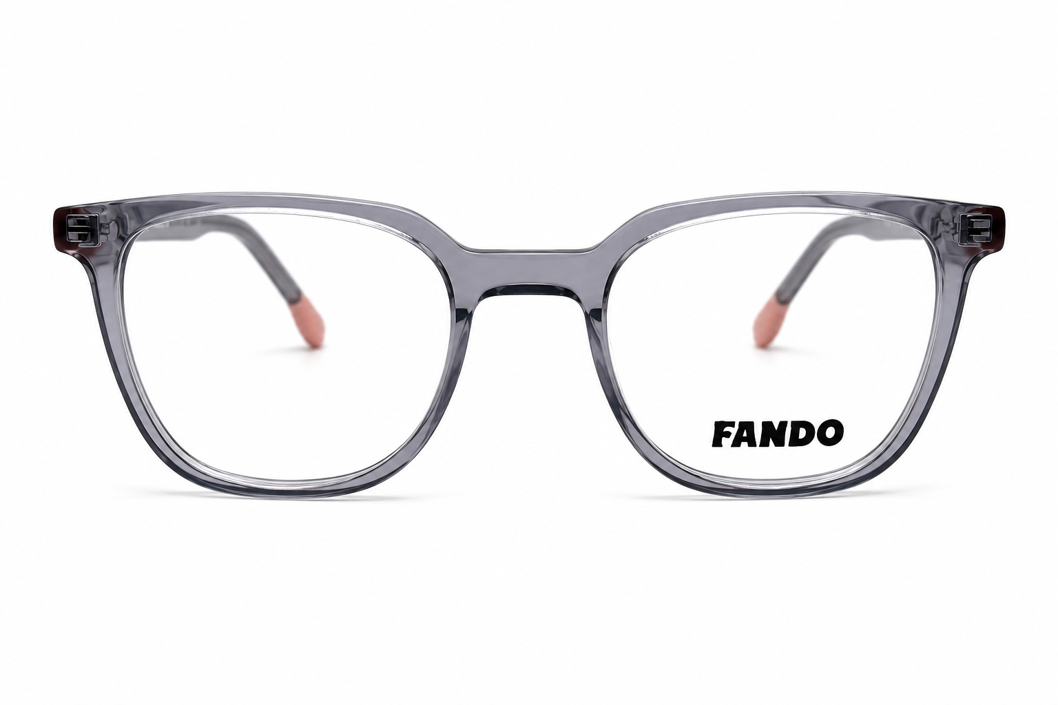 FANDO Transparent Grey & Rose Pink Square Frame