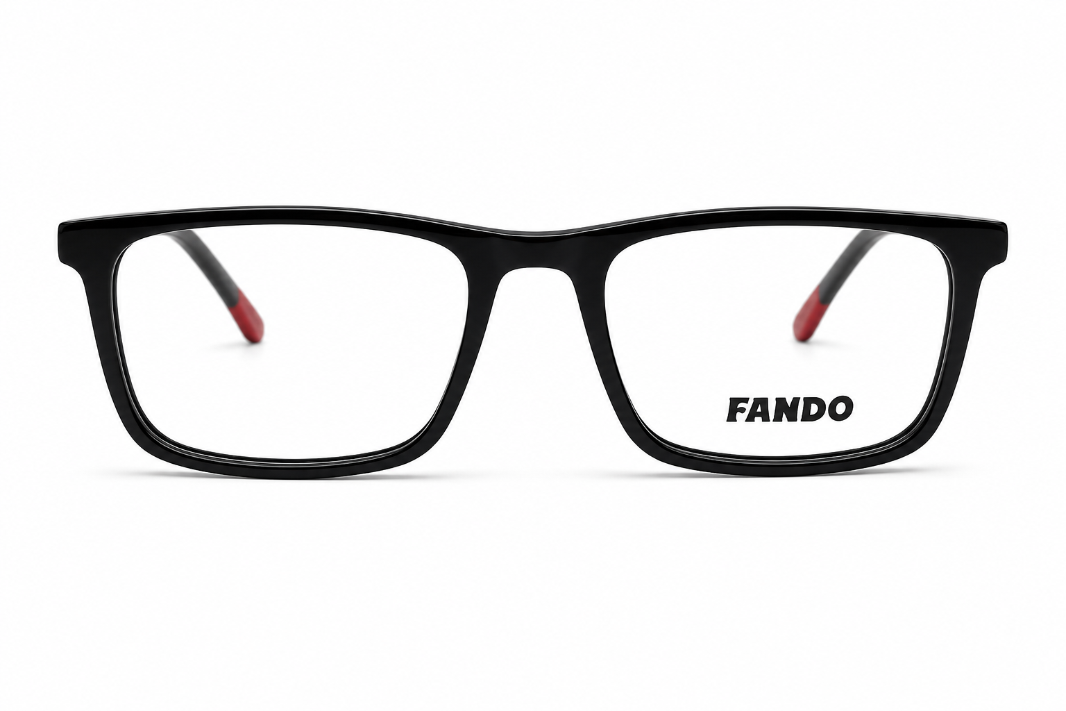 FANDO Glossy Black & Red Rectangle TR90 Optical Frame