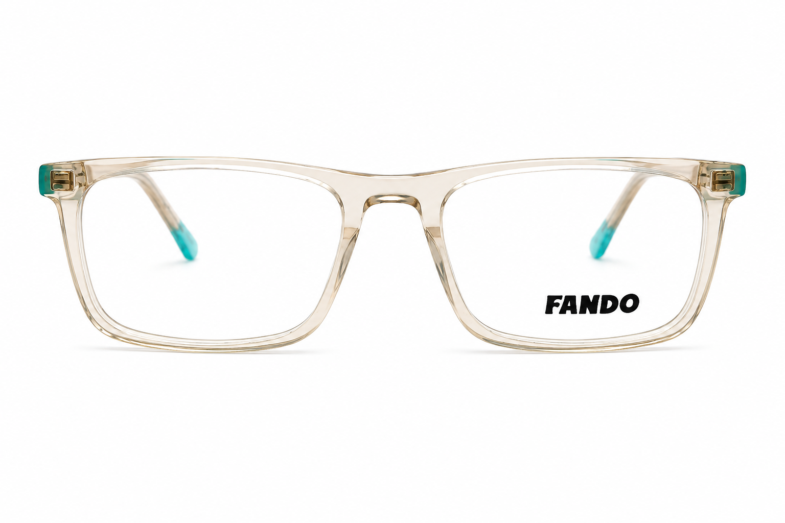 FANDO Transparent Champagne & Teal Rectangle Frame