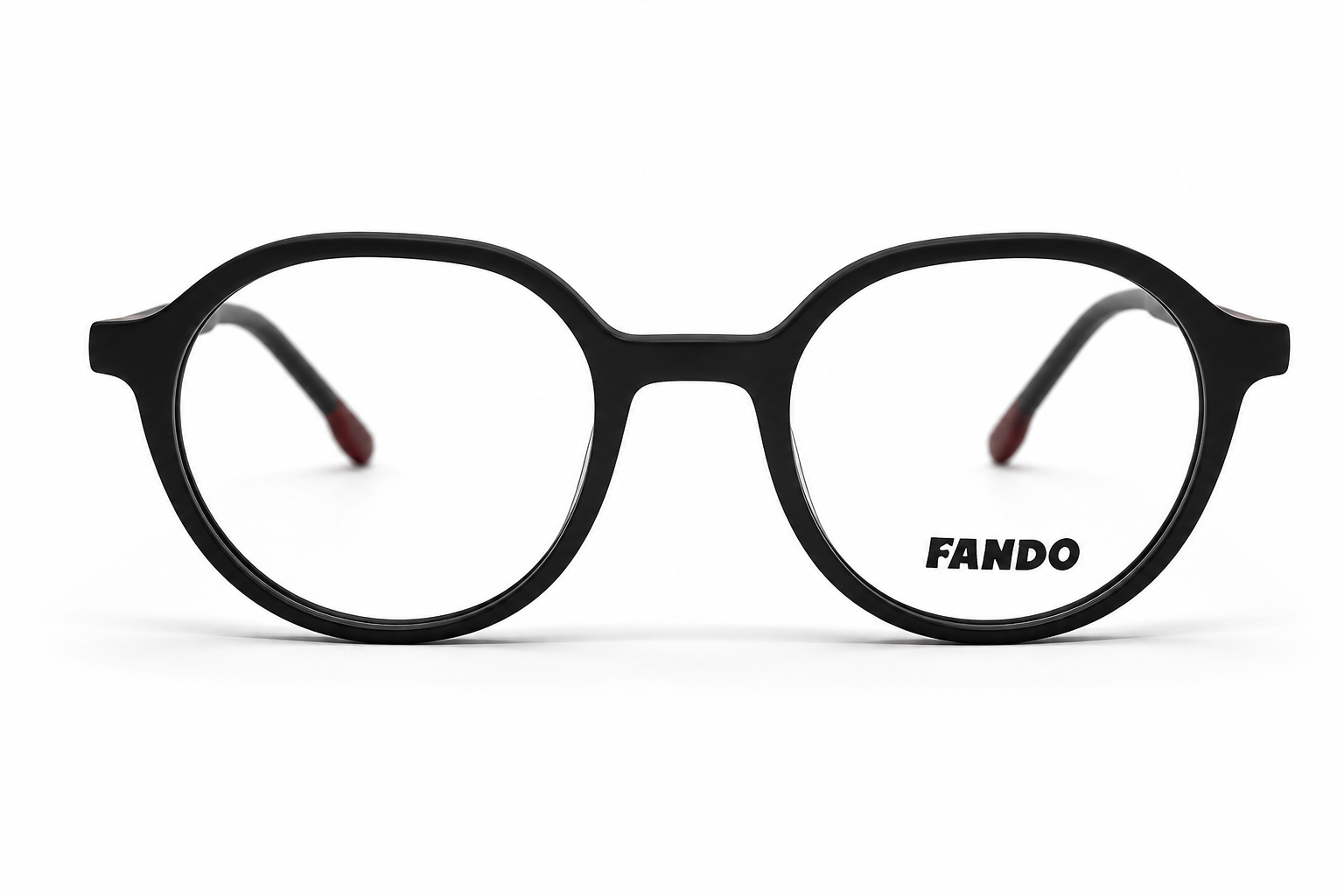 FANDO Glossy Black & Red Round Frame