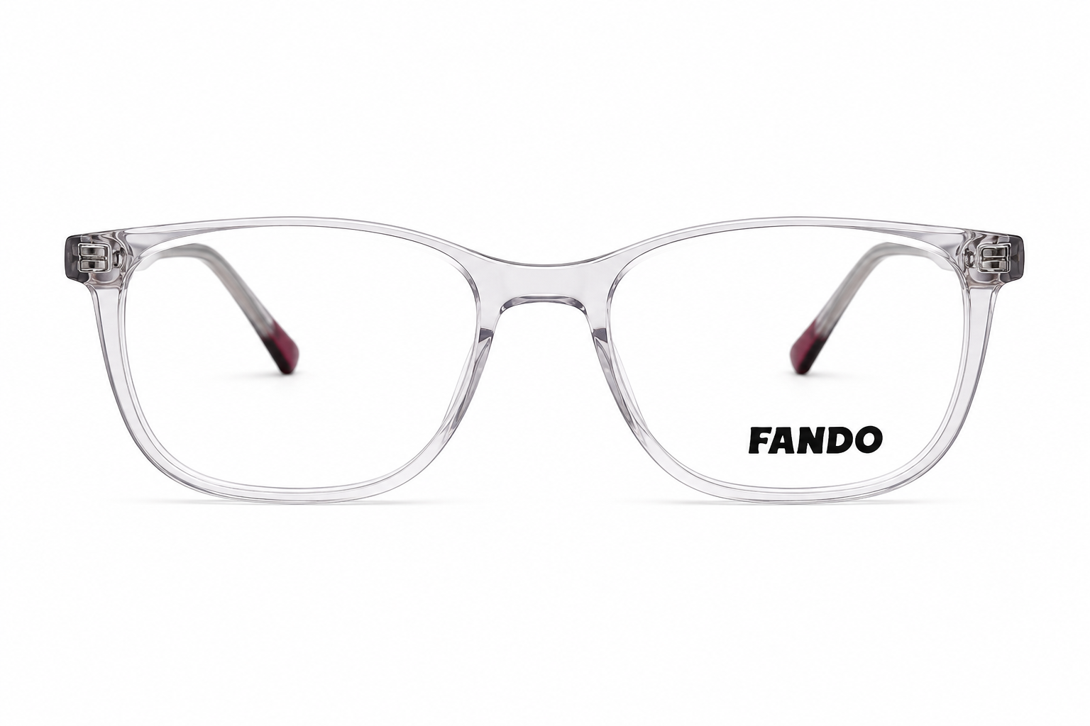 FANDO Crystal Clear & Burgundy Square Frame