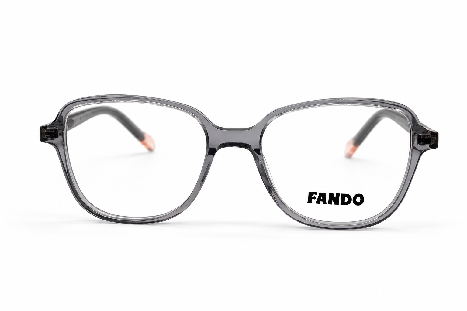 FANDO Crystal Clear & Peach Oversized Square Frame