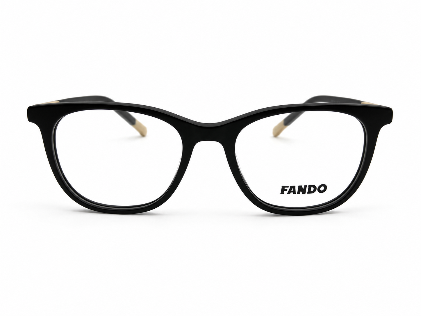 FANDO Glossy Black & Cream Gold Square Frame