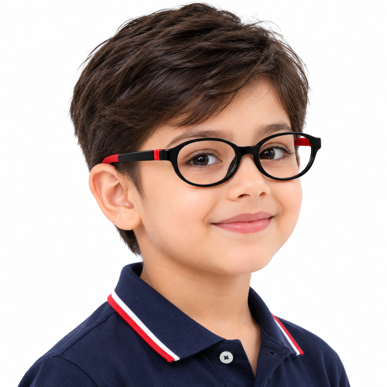 FANDO Kids Glossy Black & Red Oval Frame - Image 5