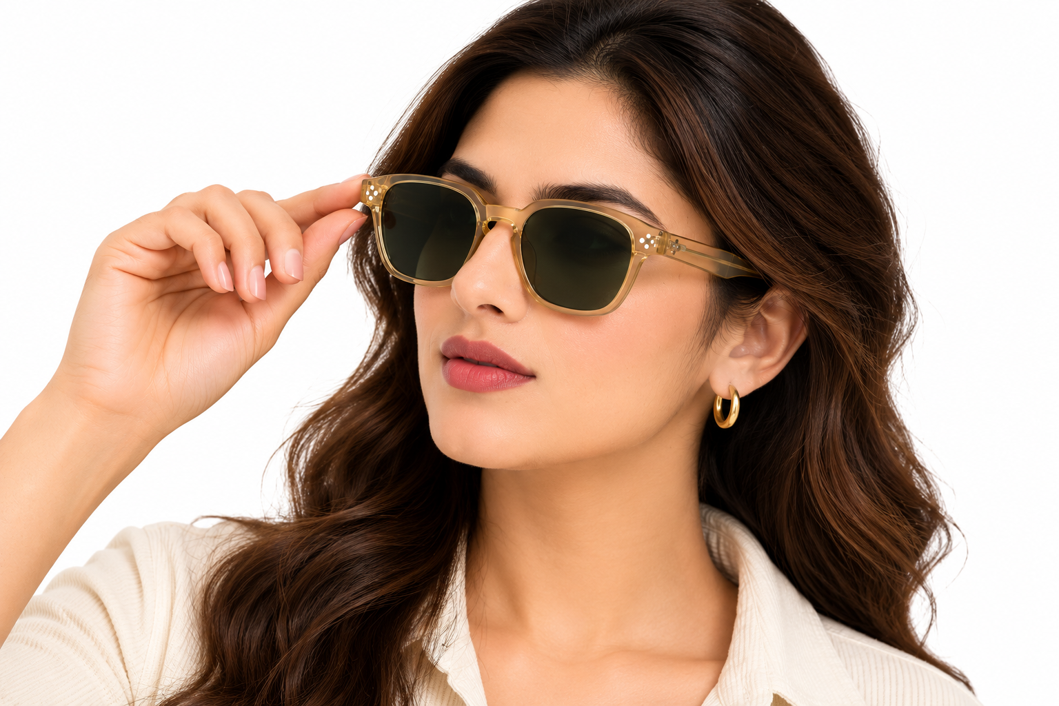JET Champagne Amber & Olive Brown Panto Sunglasses - Image 5