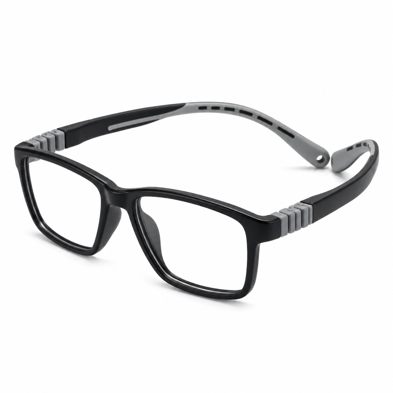FANDO Kids Black Grey Rectangular Frame