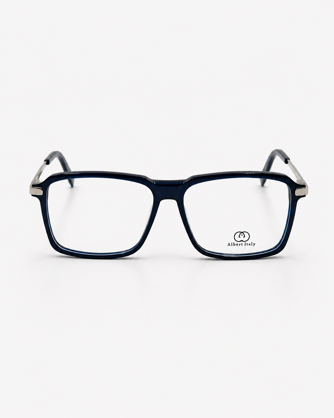 Albert Italy Glossy Navy Blue & Silver Square Frame