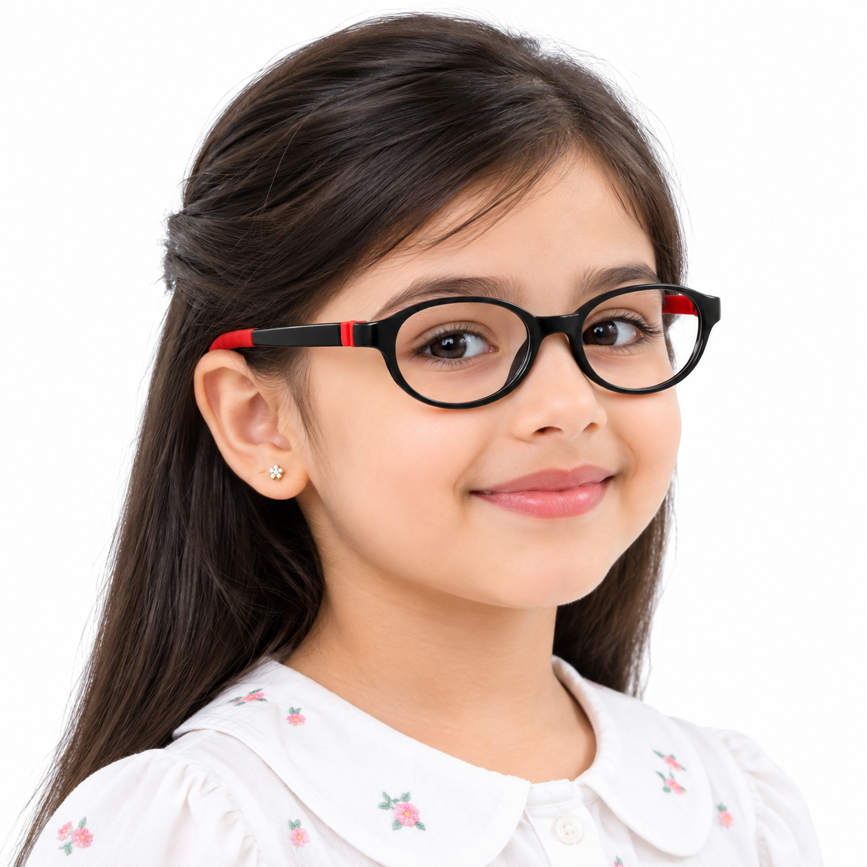FANDO Kids Glossy Black & Red Oval Frame - Image 4