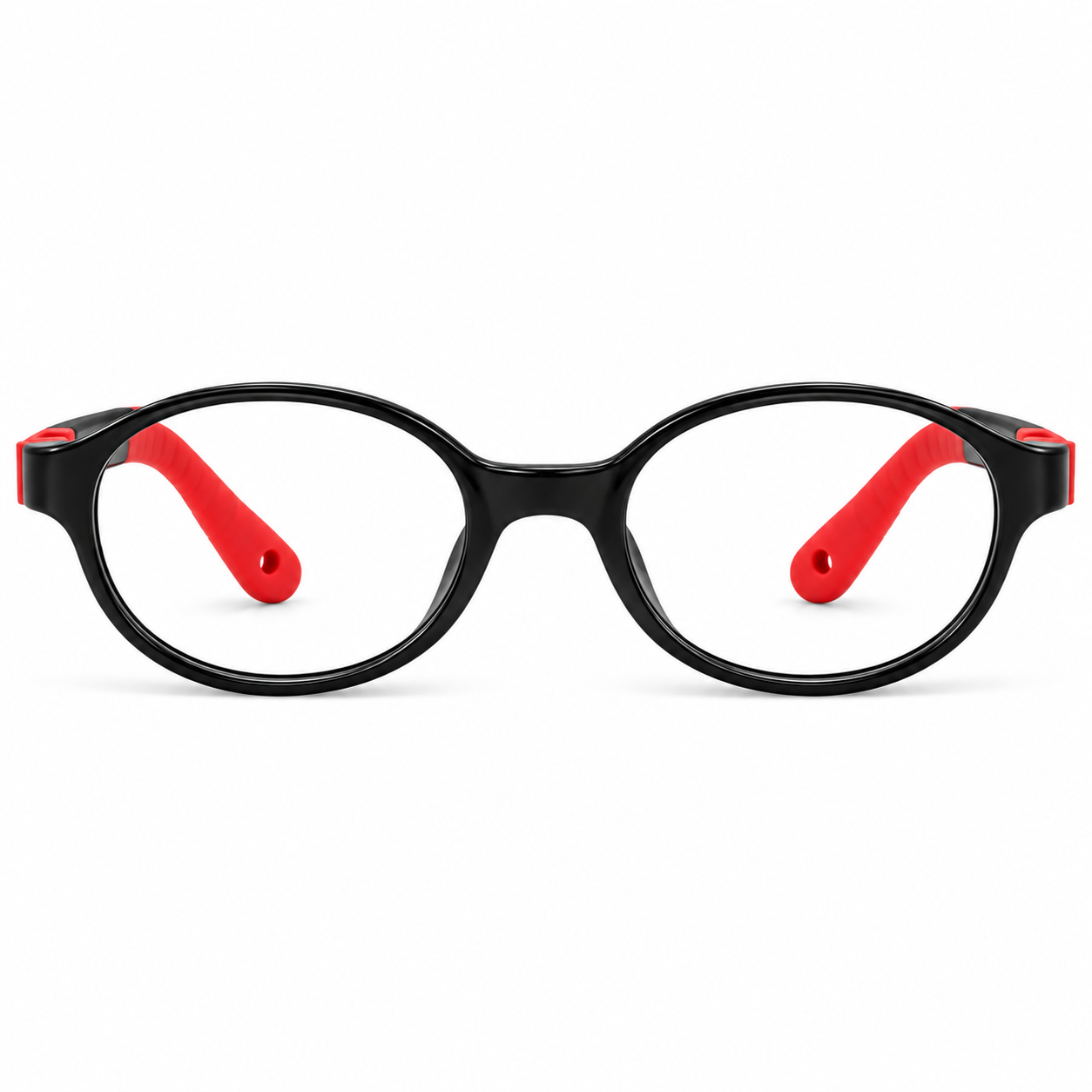 FANDO Kids Glossy Black & Red Oval Frame - Image 2