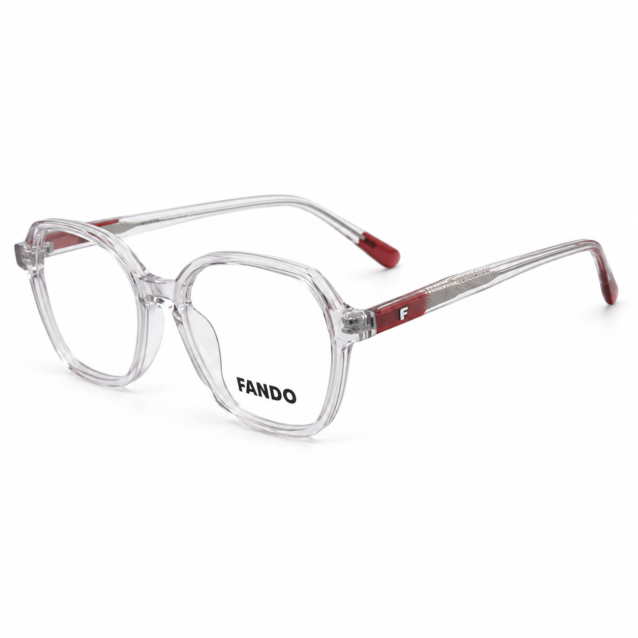 FANDO Crystal Clear & Burgundy Rounded Square Frame
