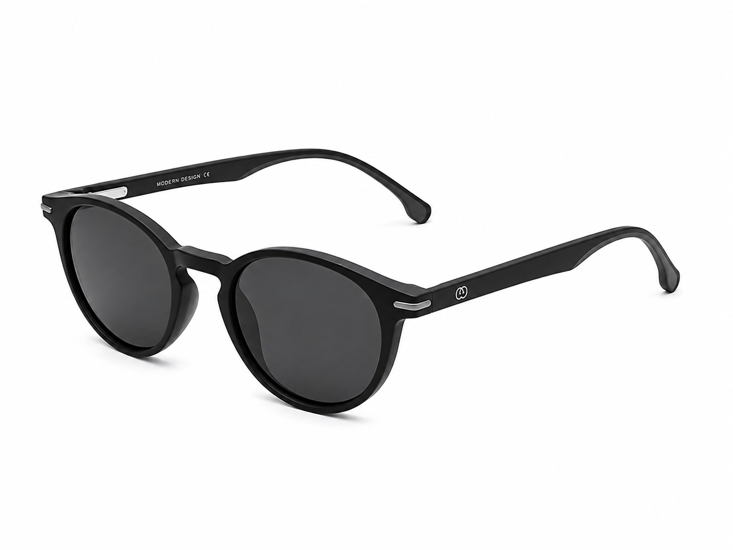 Albert Italy Matte Black Round Panto Sunglasses