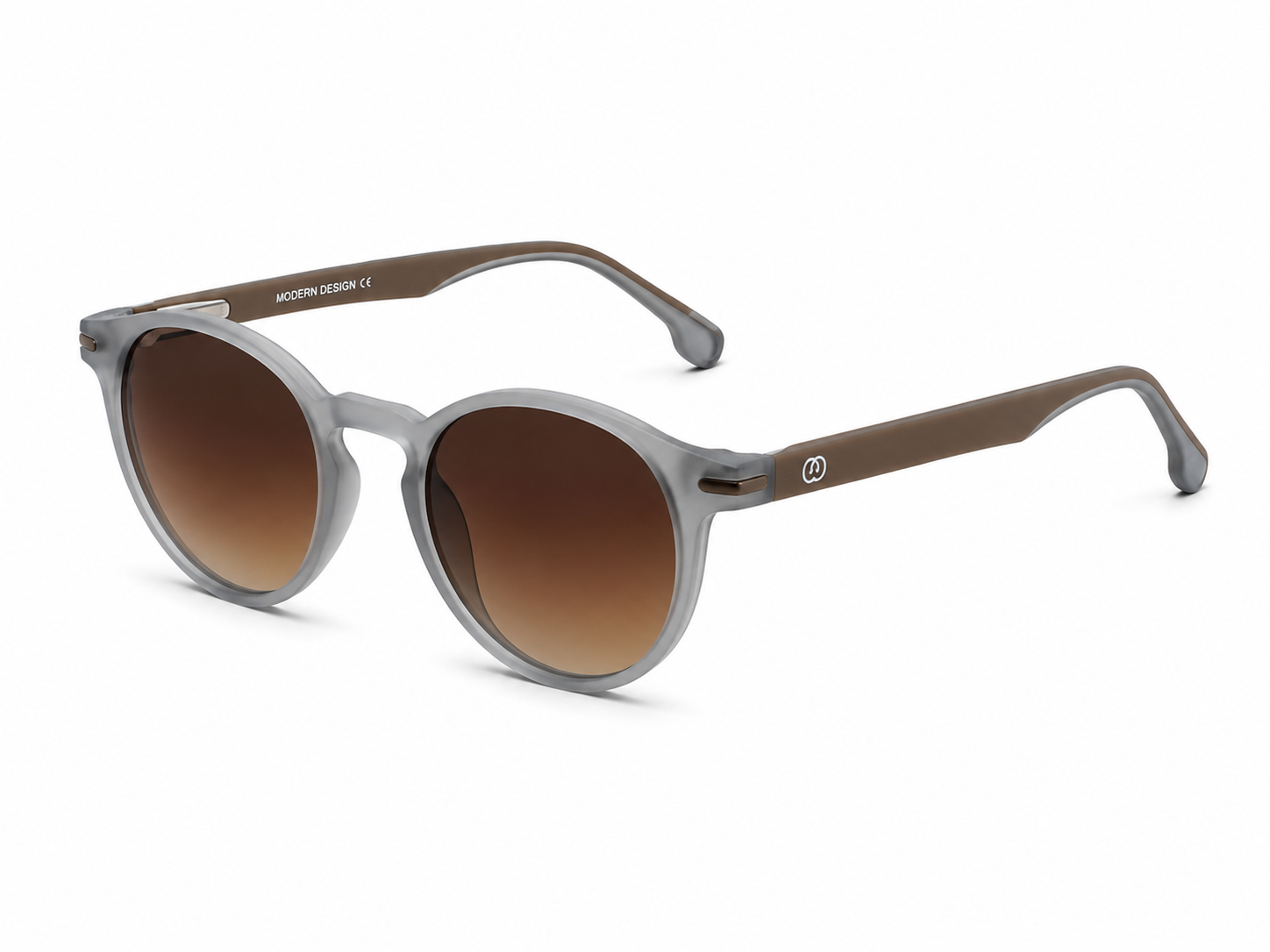 Albert Italy Matte Grey-Taupe Round Panto Sunglasses