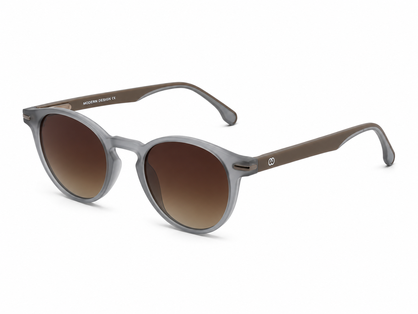 Albert Italy Matte Grey-Taupe Round Panto Sunglasses